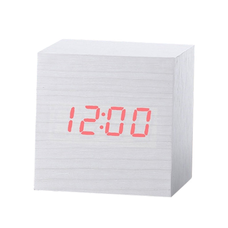 Multicolor Sounds Control Wooden Clock Modern Digital LED Desk Alarm Clock Thermometer Timer, Black White, Black Red, Black Blue, Black Green, White Wood, White Red, White Blue, White Green, Wooden White, Wooden Red, Wooden Blue, Wooden Green, Red Wood White Red