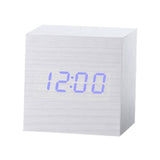 Multicolor Sounds Control Wooden Clock Modern Digital LED Desk Alarm Clock Thermometer Timer, Black White, Black Red, Black Blue, Black Green, White Wood, White Red, White Blue, White Green, Wooden White, Wooden Red, Wooden Blue, Wooden Green, Red Wood White Blue