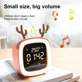 Cartoon Deer Shape Children Snooze Multifunctional USB Rechargeable Student LED Alarm Clock