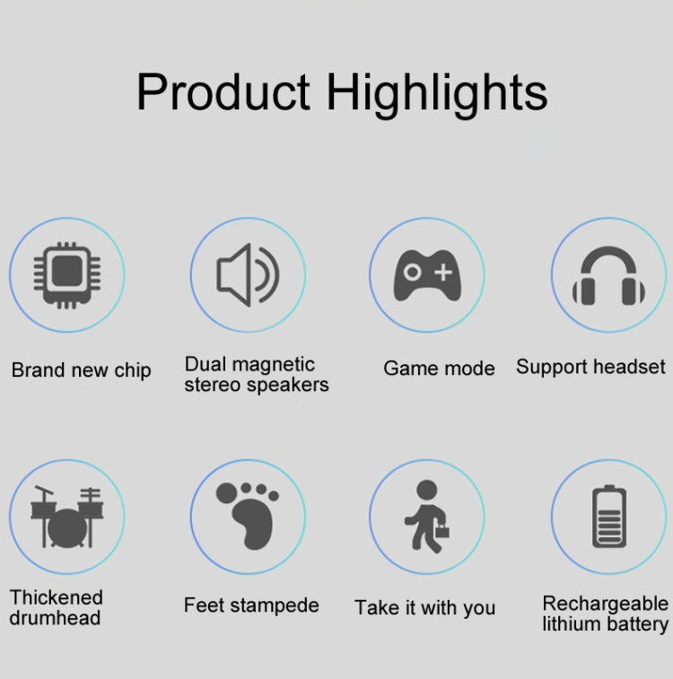 Hand-Rolled Drum Set Color Electronic Drum Lithium Battery Rechargeable Silicone Drum Set, MD862C