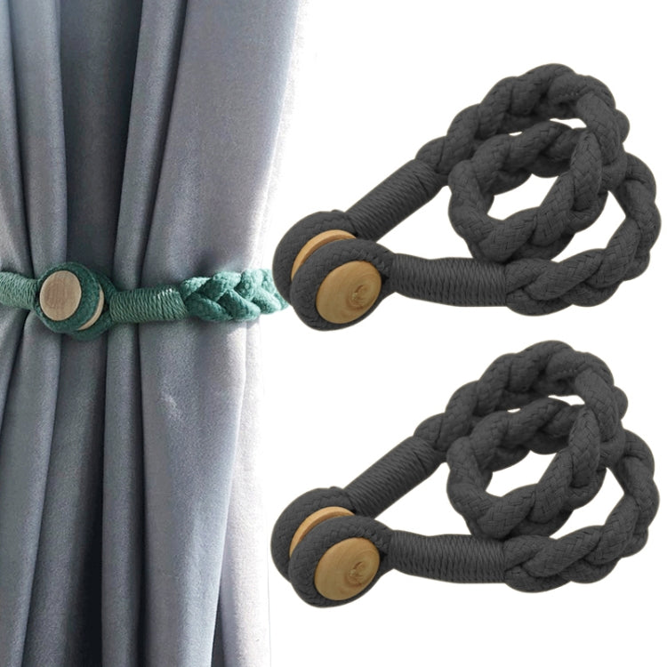 1 Pair Magnetic Buckle Twist Tie For Curtains, Pink, Grey Blue, Golden King, Conran, Off-white, Light Gray, Dark Grey Dark Grey