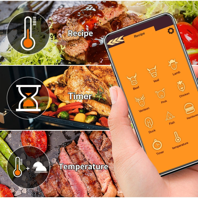TY530 BBQ Probe Wireless Bluetooth Thermometer Mobile Phone APP Kitchen Food Barbecue Oven Thermometer, Food Temperature Range: -40-100 degree