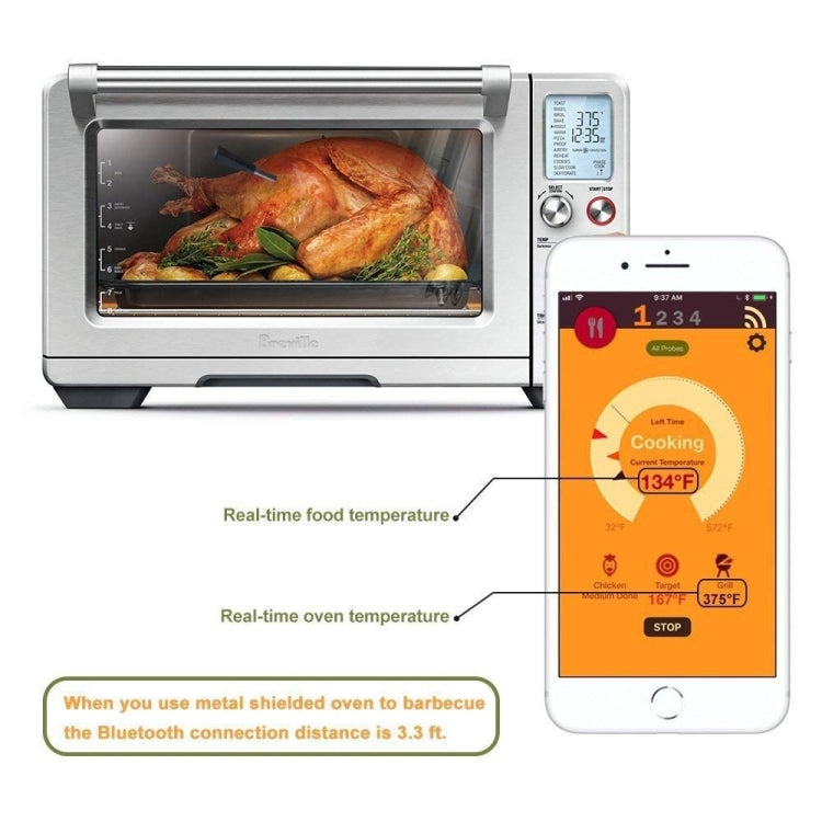 TY530 BBQ Probe Wireless Bluetooth Thermometer Mobile Phone APP Kitchen Food Barbecue Oven Thermometer, Food Temperature Range: -40-100 degree