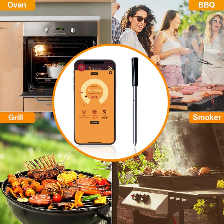 TY530 BBQ Probe Wireless Bluetooth Thermometer Mobile Phone APP Kitchen Food Barbecue Oven Thermometer, Food Temperature Range: -40-100 degree