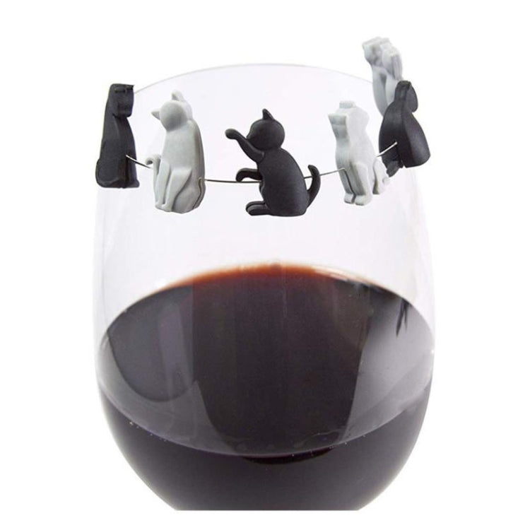 6pcs / Set Cat Drinks Wine Glass Marker Recognizer Tea Bag Hanging, Cat