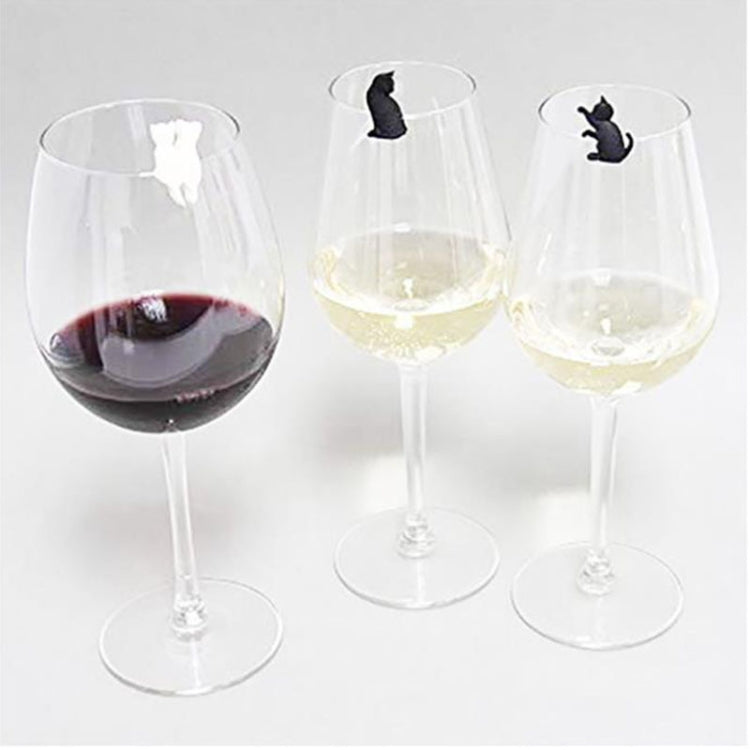 6pcs / Set Cat Drinks Wine Glass Marker Recognizer Tea Bag Hanging, Cat