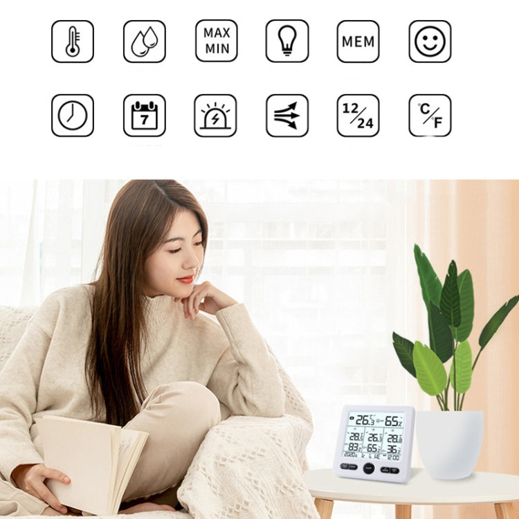 Three Dragged Multi-Function Wireless Thermometer And Hygrometer Indoor And Outdoor High-Precision Thermometer With Color Alarm, Wireless Thermometer