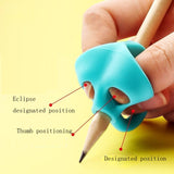 10pcs Children Calligraphy Posture Correction Grip Pen Tool Silicone Three-Finger Pencil Case, Random Colour Delivery, 50 PCS