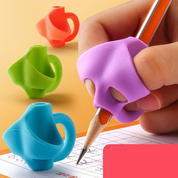 10pcs Children Calligraphy Posture Correction Grip Pen Tool Silicone Three-Finger Pencil Case, Random Colour Delivery, 50 PCS