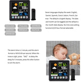 TS-3310 Wireless Weather Clock Multifunctional Color Screen Clock Creative Home Touch Screen Thermometer, Wood Grain, Black