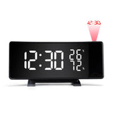 Three-color Projection Radio Alarm Clock USB Digital Alarm Clock Thermometer & Hygrometer, Three-color Projection Three-color Projection