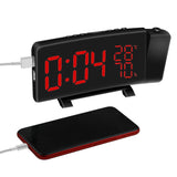 Three-color Projection Radio Alarm Clock USB Digital Alarm Clock Thermometer & Hygrometer, Three-color Projection