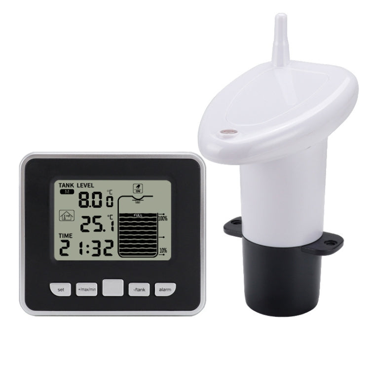 TS-FT002 Multifunctional Ultrasonic Electronic Water Tank Level Gauge With Indoor Temperature Thermometer Clock Display Water Level Gauge, TS-FT002 TS-FT002
