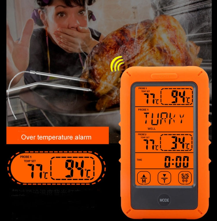 Wireless Food Thermometer Household Touch Screen BBQ Dual-Channel Kitchen Thermometer, TS-TP20