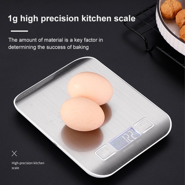Stainless Steel Small Food Electronic Scale Kitchen Portable Baking Electronic Scale, 5kg/1g (Battery Model White), 5kg/1g (Battery Model Black), 10kg/1g (Battery Model White), 5kg/1g (Rechargeable White), 10kg/1g (Rechargeable White)                  ...