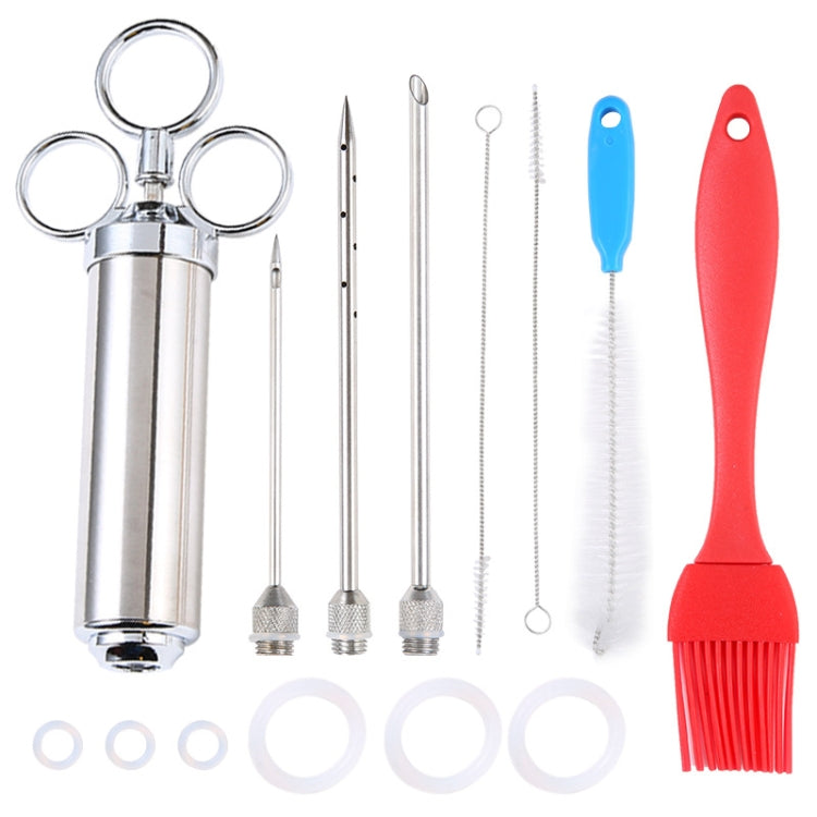304 Stainless Steel Seasoning Syringe Barbecue Tool Turkey Needle Set, 14 in 1 with Storage Bag 14 in 1 with Storage Bag