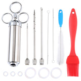 304 Stainless Steel Seasoning Syringe Barbecue Tool Turkey Needle Set, 14 in 1 with Storage Bag 14 in 1 with Storage Bag