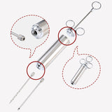 304 Stainless Steel Seasoning Syringe Barbecue Tool Turkey Needle Set, 14 in 1 with Storage Bag