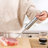 304 Stainless Steel Seasoning Syringe Barbecue Tool Turkey Needle Set, 14 in 1 with Storage Bag
