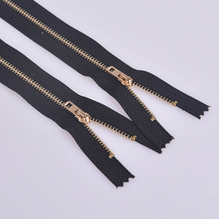 100 PCS No.3 Metal Copper Zipper Pants Placket Zipper, 8cm, 9cm, 10cm, 11cm, 12cm, 14cm, 15cm, 16cm, 18cm, 19cm, 20cm, 25cm 14cm Light Gold + Black