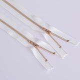 100 PCS No.3 Metal Copper Zipper Pants Placket Zipper, 8cm, 9cm, 10cm, 11cm, 12cm, 14cm, 15cm, 16cm, 18cm, 19cm, 20cm, 25cm 15cm Light Gold + White