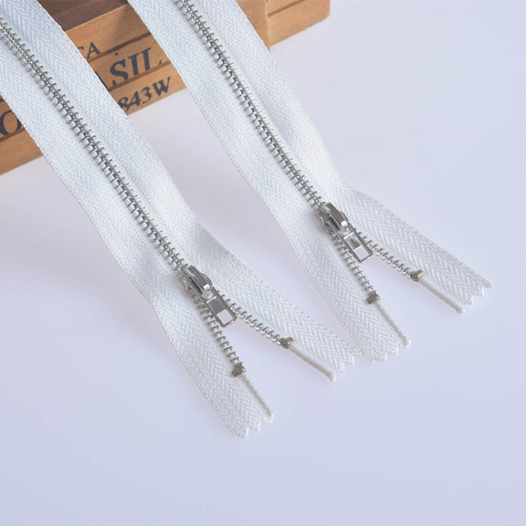 100 PCS No.3 Metal Copper Zipper Pants Placket Zipper, 8cm, 9cm, 10cm, 11cm, 12cm, 14cm, 15cm, 16cm, 18cm, 19cm, 20cm, 25cm 20cm Platinum + White
