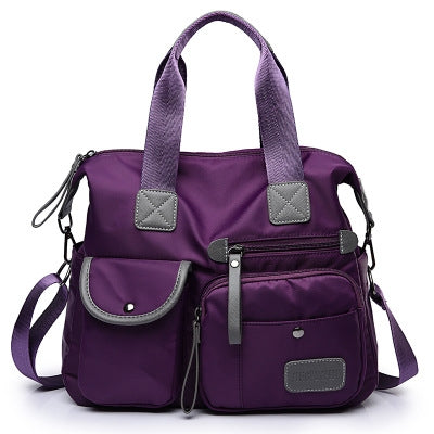 Waterproof Oxford Cloth Handbag Casual Nylon Shoulder Diagonal Bag Female Bag Canvas Bag, Purple, Black, Red, Blue Purple