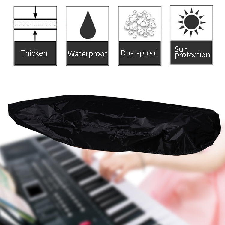 Water-Repellent Opening Electronic Keyboard Cover Oxford Cloth Dust Cover Drawstring Keyboard Instrument Cover, 61 Keys Black 98x42x21cm, 88 Key Black 124x49x36cm