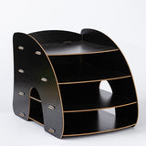 Office Supplies Curved Desktop A4 Storage Box Wooden File Rack Data Rack Shelf, Black, Oak, Sakuragi