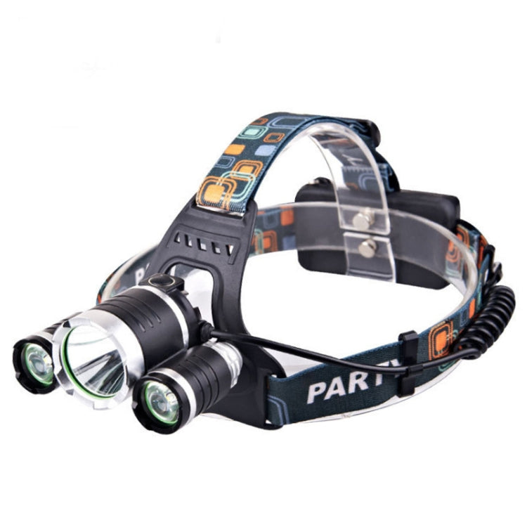 Strong Light Long-Range Rechargeable Three-Head Lamp Outdoor Fishing Lamp Led Head-Mounted Flashlight (2 Batteries+EU Plug), (3T6 Without Battery), (3T6 2 Batteries), (1T6 x 2XPE Without Battery), 2 Batteries+EU Plug