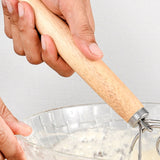 2 PCS 13 Inch Oak Handle Flour Mixer Dough Stainless Steel Mixing Rod Coil Whisk, Single Circle Agitator, Double Circle Agitator, Three Circle Agitator