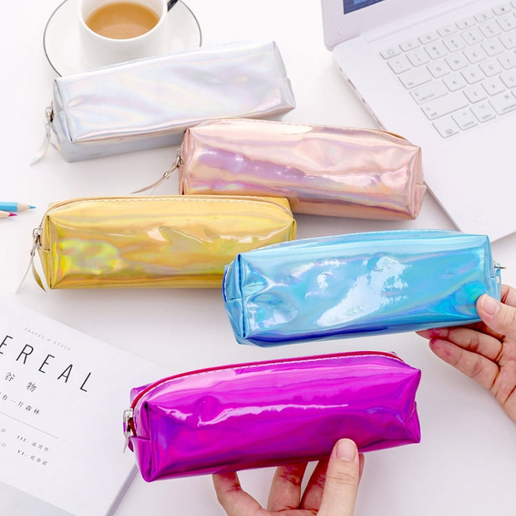 Iridescent Laser Pencil Case PU School Stationery Gift Cute Pencil Box