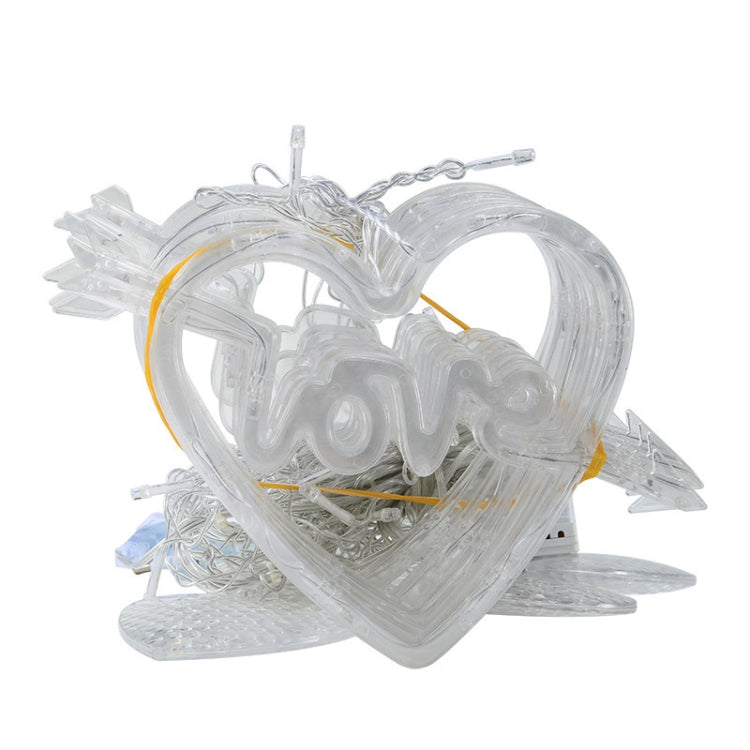 LED Heart-Shaped Decorative Lights Curtain Lights Holiday Dress String Lights, EU Plug, Warm White Light, Colorful Light