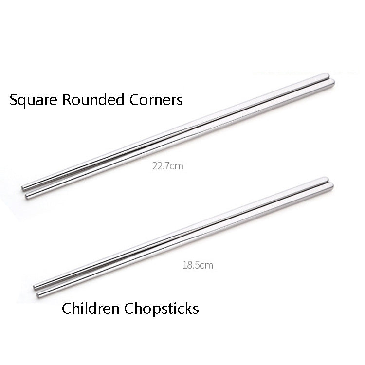 1 Pairs 304 Stainless Steel Chopsticks Non-Slip Tableware Adult Chopsticks, 18.5cm, 22.7cm