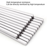 1 Pairs 304 Stainless Steel Chopsticks Non-Slip Tableware Adult Chopsticks, 18.5cm, 22.7cm