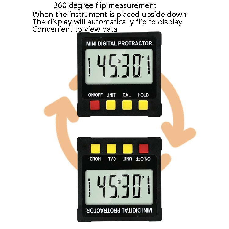 Electronic Digital Display Inclinometer Slope Level Protractor Four-Sided Magnetic Angle Ruler, Magnetic Angle Ruler