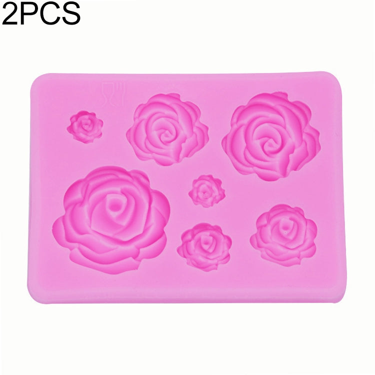 2 PCS DIY Handmade Soap Chocolate Fondant Baking Mold 3D Rose Flower Cake Decoration Silicone Mold, Flower Shape(Pink), Flower Shape(Gray) Flower Shape(Pink) Pink