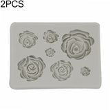 2 PCS DIY Handmade Soap Chocolate Fondant Baking Mold 3D Rose Flower Cake Decoration Silicone Mold, Flower Shape(Pink), Flower Shape(Gray) Flower Shape(Gray) Gray