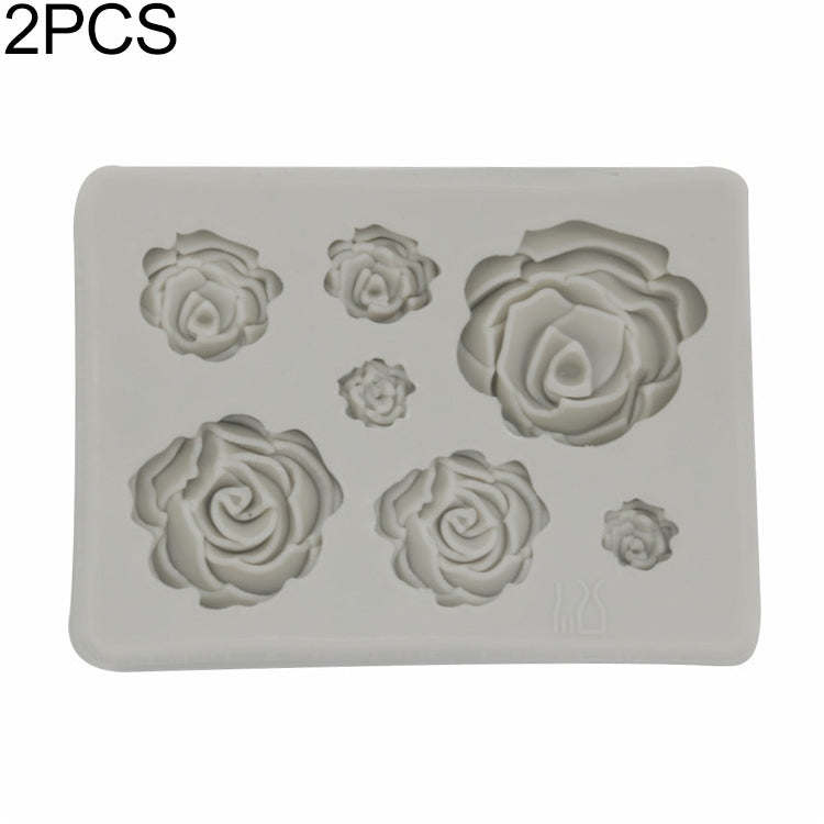 2 PCS DIY Handmade Soap Chocolate Fondant Baking Mold 3D Rose Flower Cake Decoration Silicone Mold, Flower Shape(Pink), Flower Shape(Gray) Flower Shape(Gray) Gray