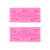 2 PCS Fondant Cake Silicone Mold Hollow Embossed Border Frame Retro Photo Frame Mould 1 5th 17-153