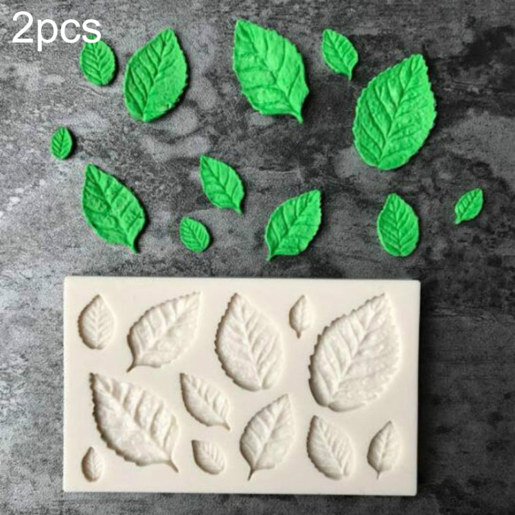 2PCS Sugarcraft Leaf Silicone Fondant Mold Cake Decorating Tools Chocolate Baking Mold, Leaf Shape Leaf Shape