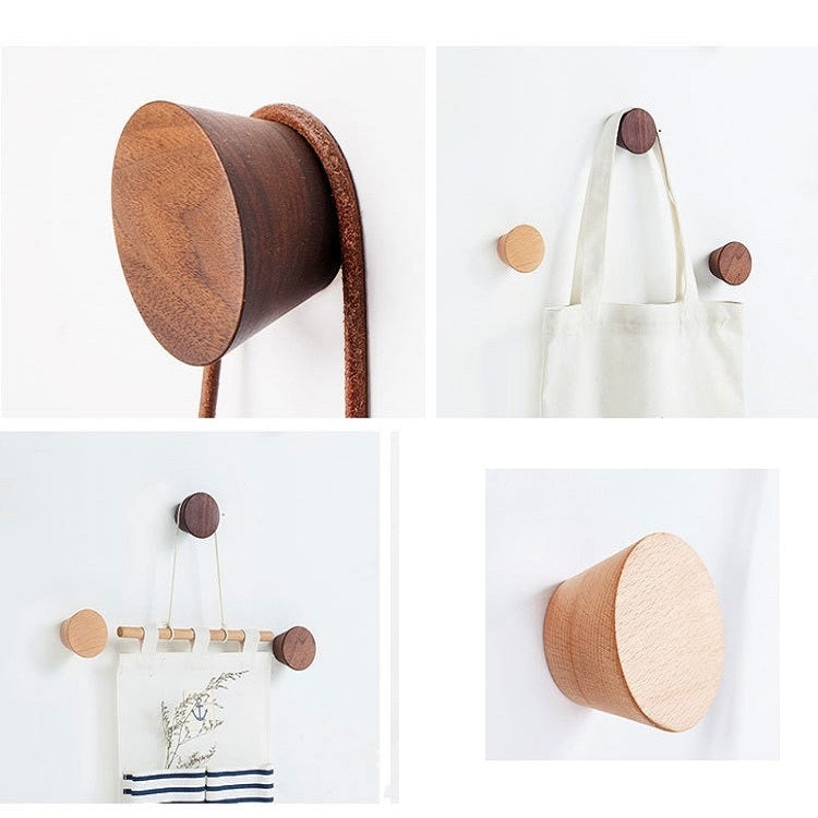 5 in 1 Solid Wood Coat Hook Wall Nail-Free Strong Sticky Hook, Nail-Free Strong Sticky Hook