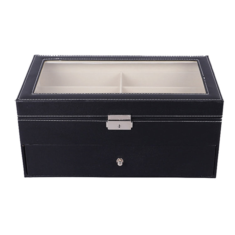 PU Leather Double-Layer Glasses Case Sunglasses Storage Display Box, Size: 33.5x19.5x15.5 cm