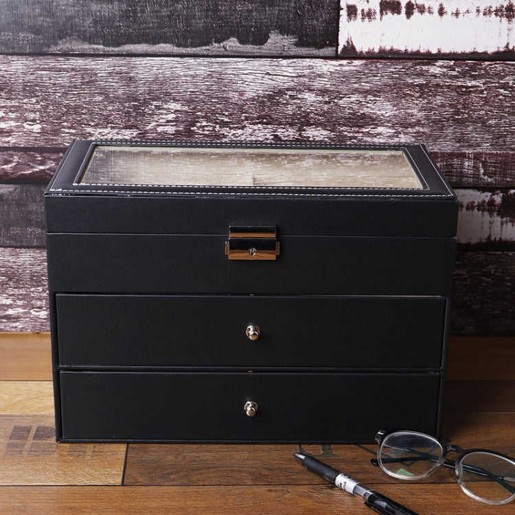 18 Grid Three-Layer Glasses Case Custom PU Leather Sunglasses Storage Display Packaging Box, Size: 33.5x19.5x22.5 cm