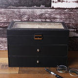 18 Grid Three-Layer Glasses Case Custom PU Leather Sunglasses Storage Display Packaging Box, Size: 33.5x19.5x22.5 cm