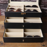 18 Grid Three-Layer Glasses Case Custom PU Leather Sunglasses Storage Display Packaging Box, Size: 33.5x19.5x22.5 cm