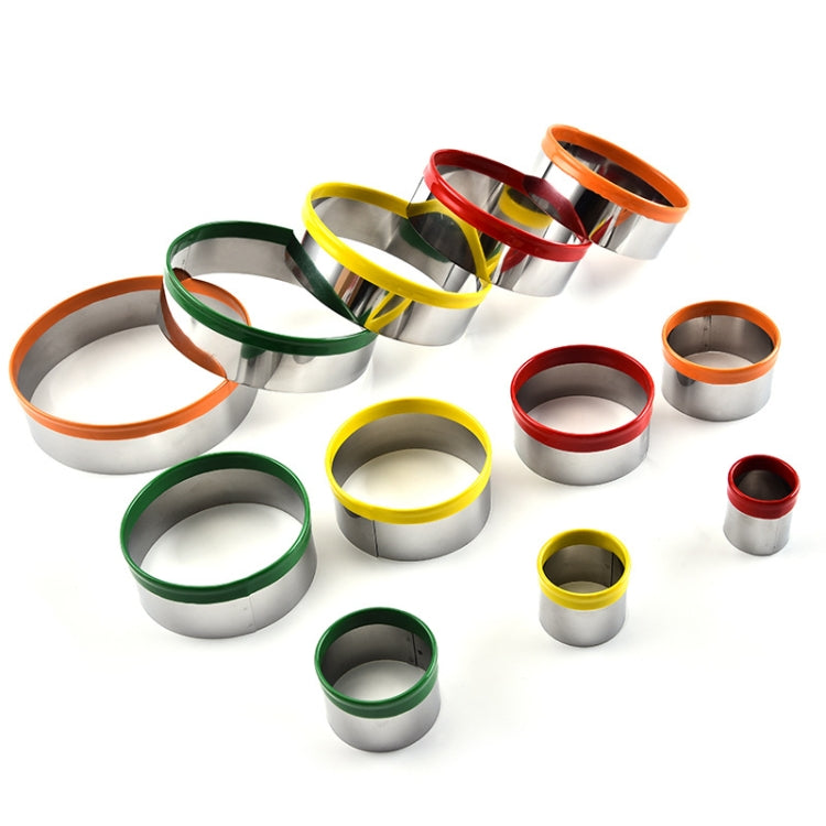 12 in 1 Stainless Steel Biscuit Cutting Set Fondant Biscuit Mold Round Cake Baking Mold, Color Mold(12 in 1)