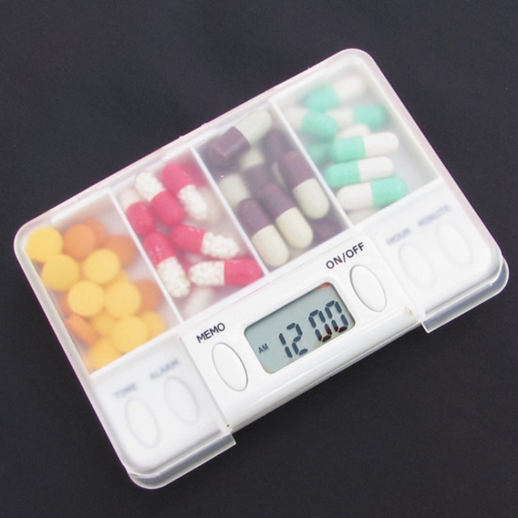 TF200 4-Cell Smart Timed Reminder Portable Plastic Pill Box Pill Storage Box