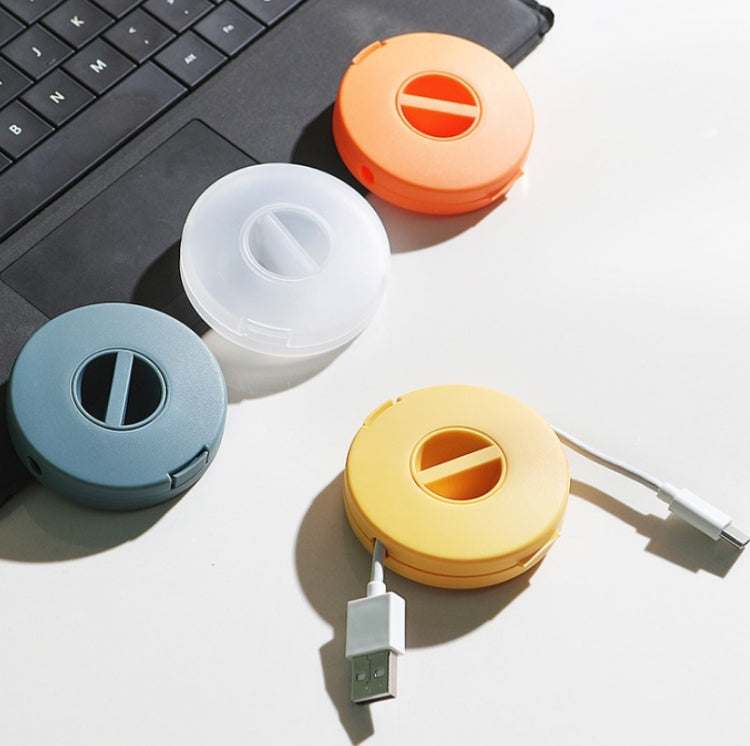 Round Data Cable Storage Box Earphone Storage Collection Box, Yellow, Blue, Transparent, Orange