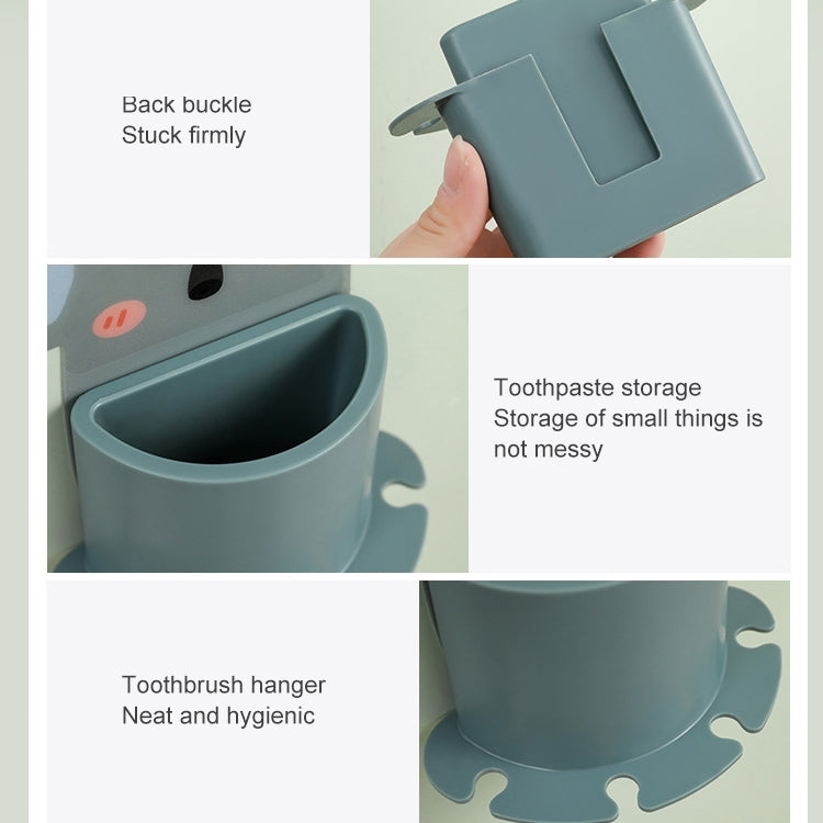 Bathroom Paste Wall-Mounted Shelf Cartoon Animal Toothbrush Holder, Panda, Tiger, Koala, Piggy